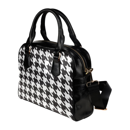 Cat HoundstoothPattern Print Design 01 Shoulder Handbag