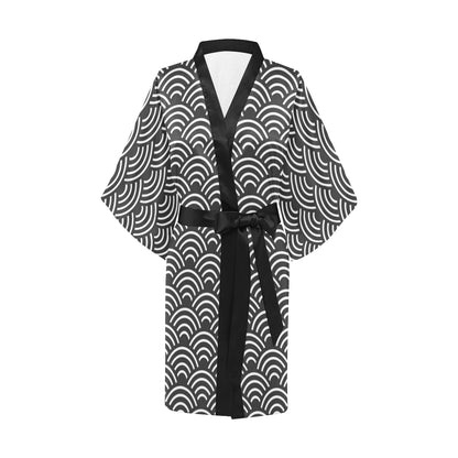 Scales Black White Pattern Print Design 03 Women's Short Kimono