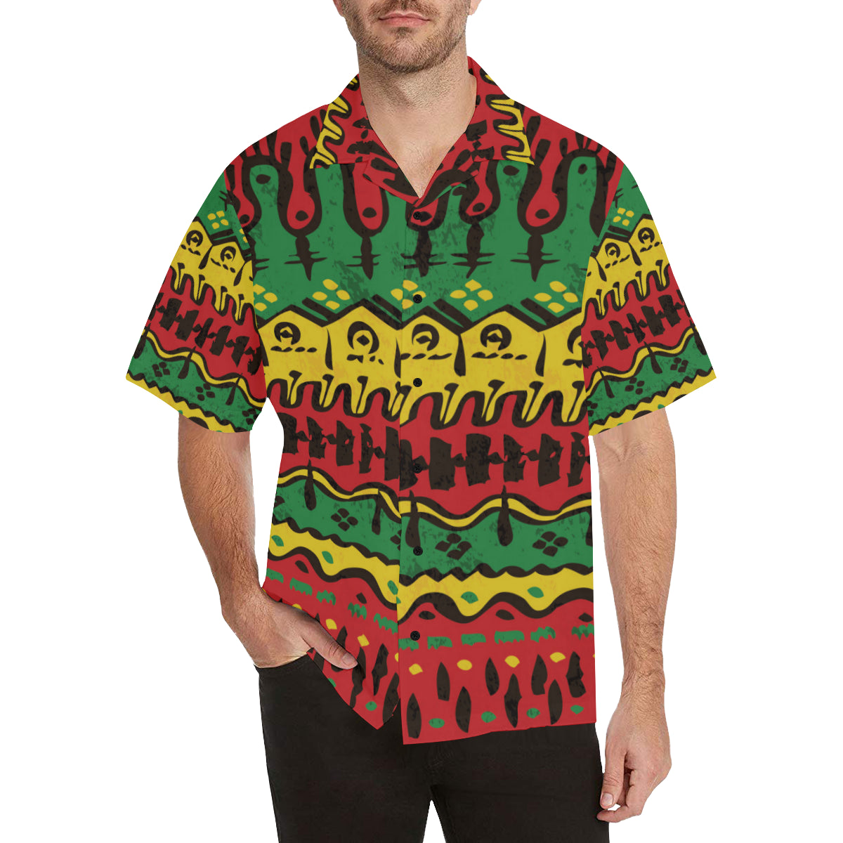 Rasta Pattern Print Design A01 Men's Hawaiian Shirt