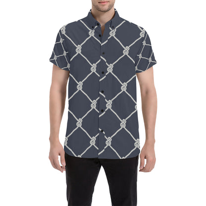 Rope Pattern Print Design A02 Men's Short Sleeve Button Up Shirt
