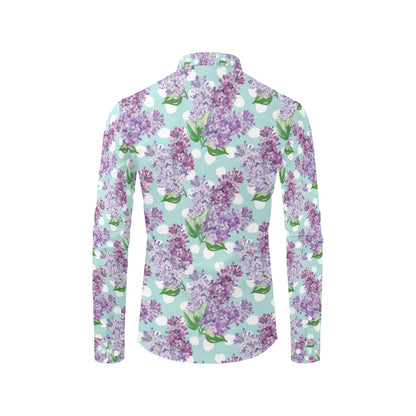 Lilac Pattern Print Design 02 Men's Long Sleeve Shirt