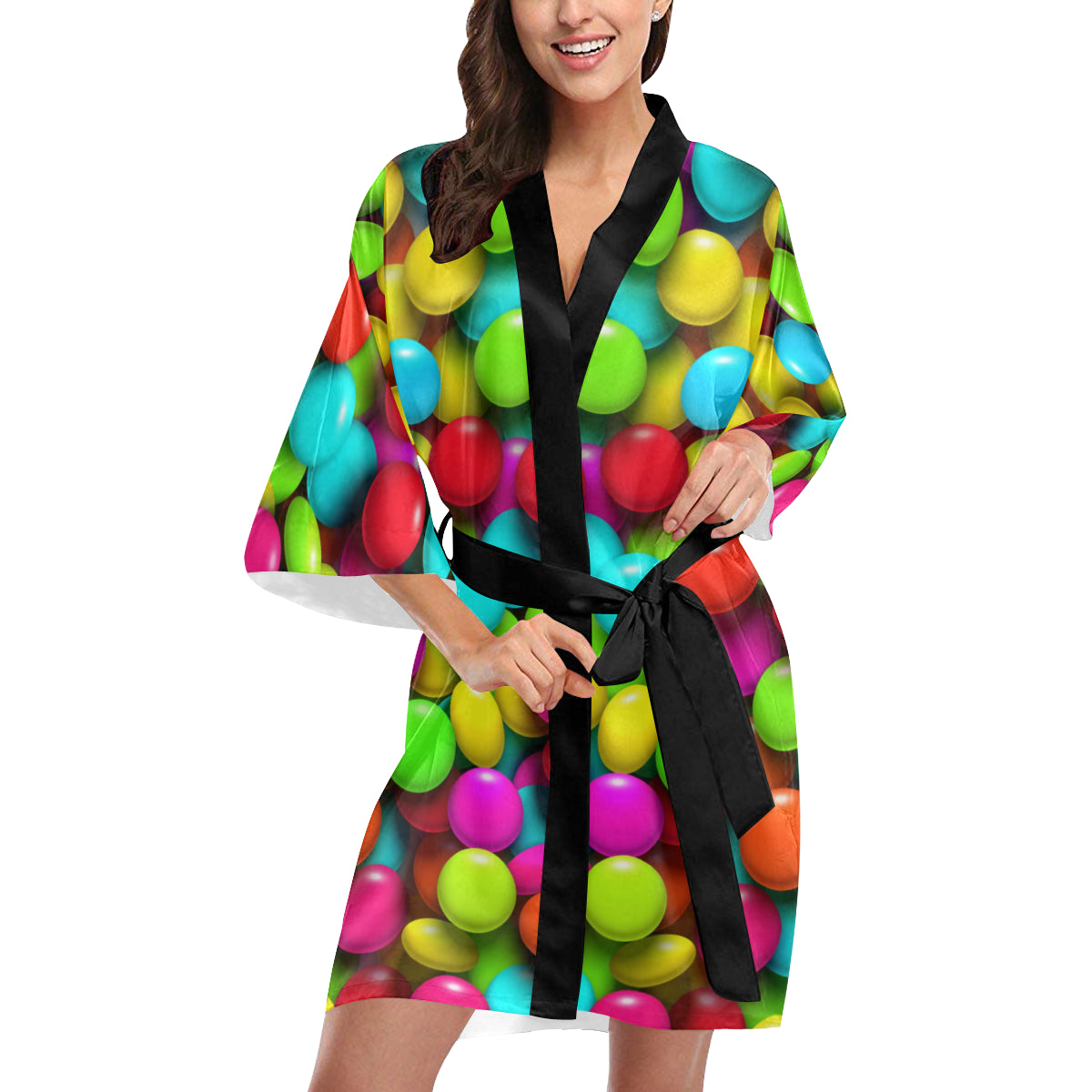 Candy Pattern Print Design CA03 Women's Short Kimono