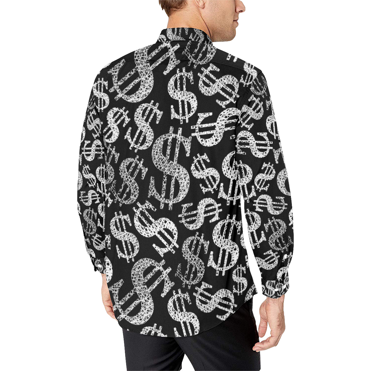 Money Pattern Print Design 02 Men's Long Sleeve Shirt