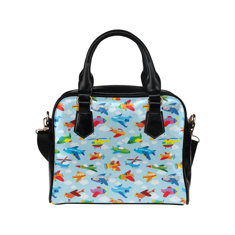 Airplane Colorful Pattern Print Design 01 Shoulder Handbag