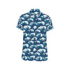 Ocean Wave Pattern Print Men's Short Sleeve Button Up Shirt