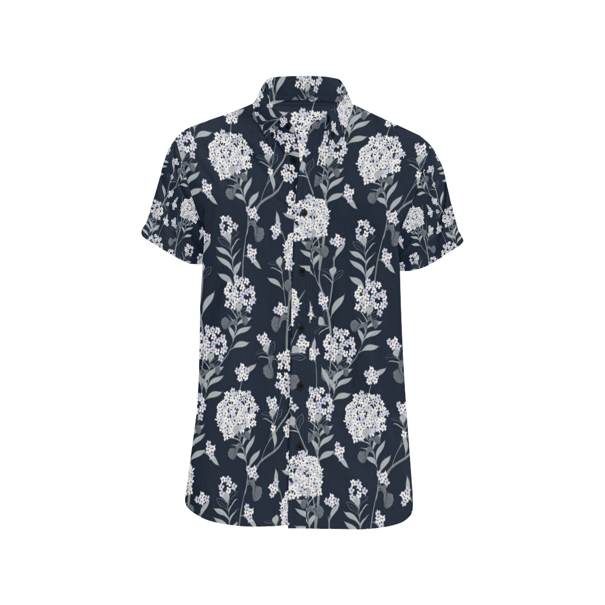 Hydrangea Pattern Print Design HD07 Men's Short Sleeve Button Up Shirt