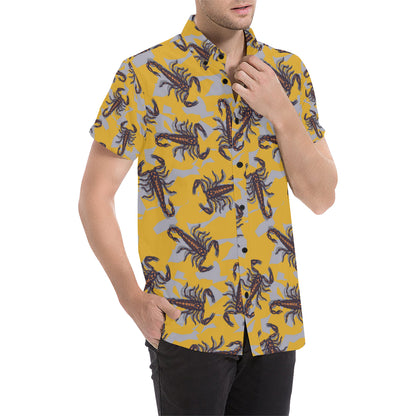 Scorpion Pattern Print Design 01 Men's Short Sleeve Button Up Shirt