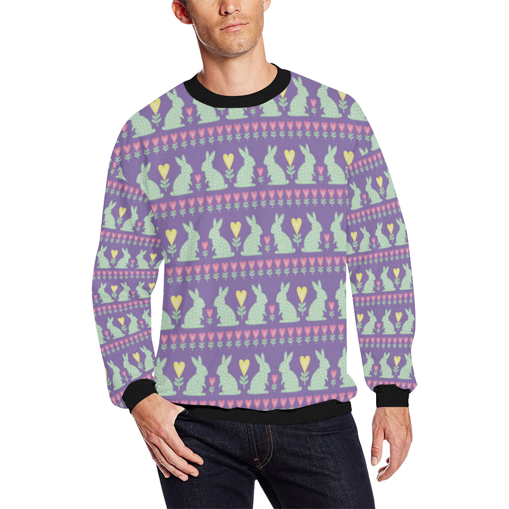 Rabbit Pattern Print Design RB01 Men Long Sleeve Sweatshirt