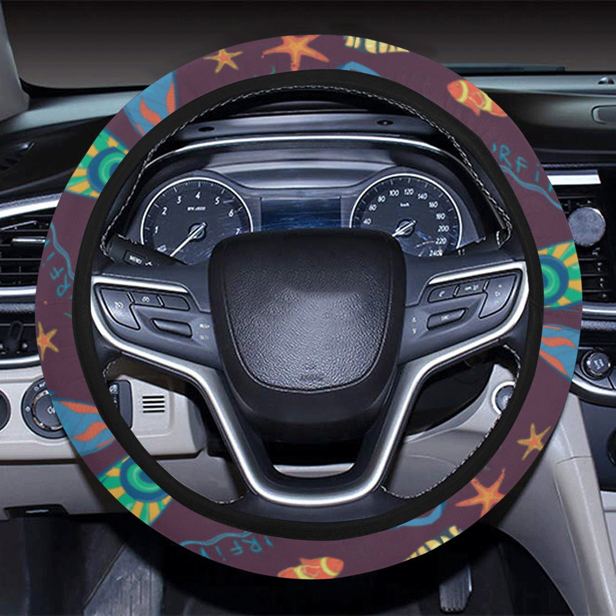 Aloha Hawaii Pattern Print Design 01 Steering Wheel Cover with Elastic Edge