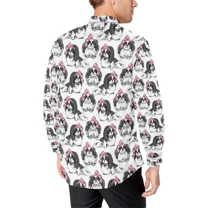 Japanese Chin Pattern Print Design 01 Men's Long Sleeve Shirt