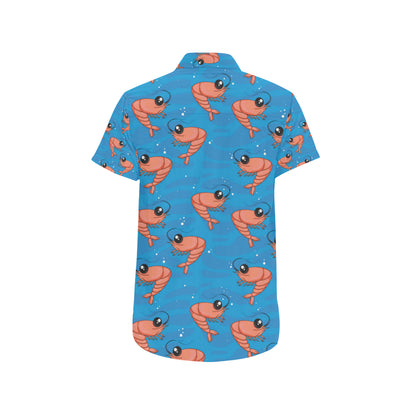 Prawn Cute Pattern Print Design 03 Men's Short Sleeve Button Up Shirt