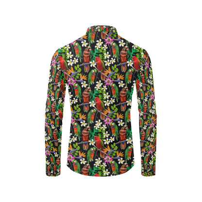 Parrot Design Print Men's Long Sleeve Shirt