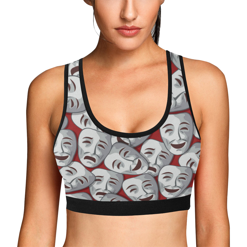 Acting Mask Pattern Print Design 01 Sports Bra