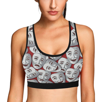 Acting Mask Pattern Print Design 01 Sports Bra