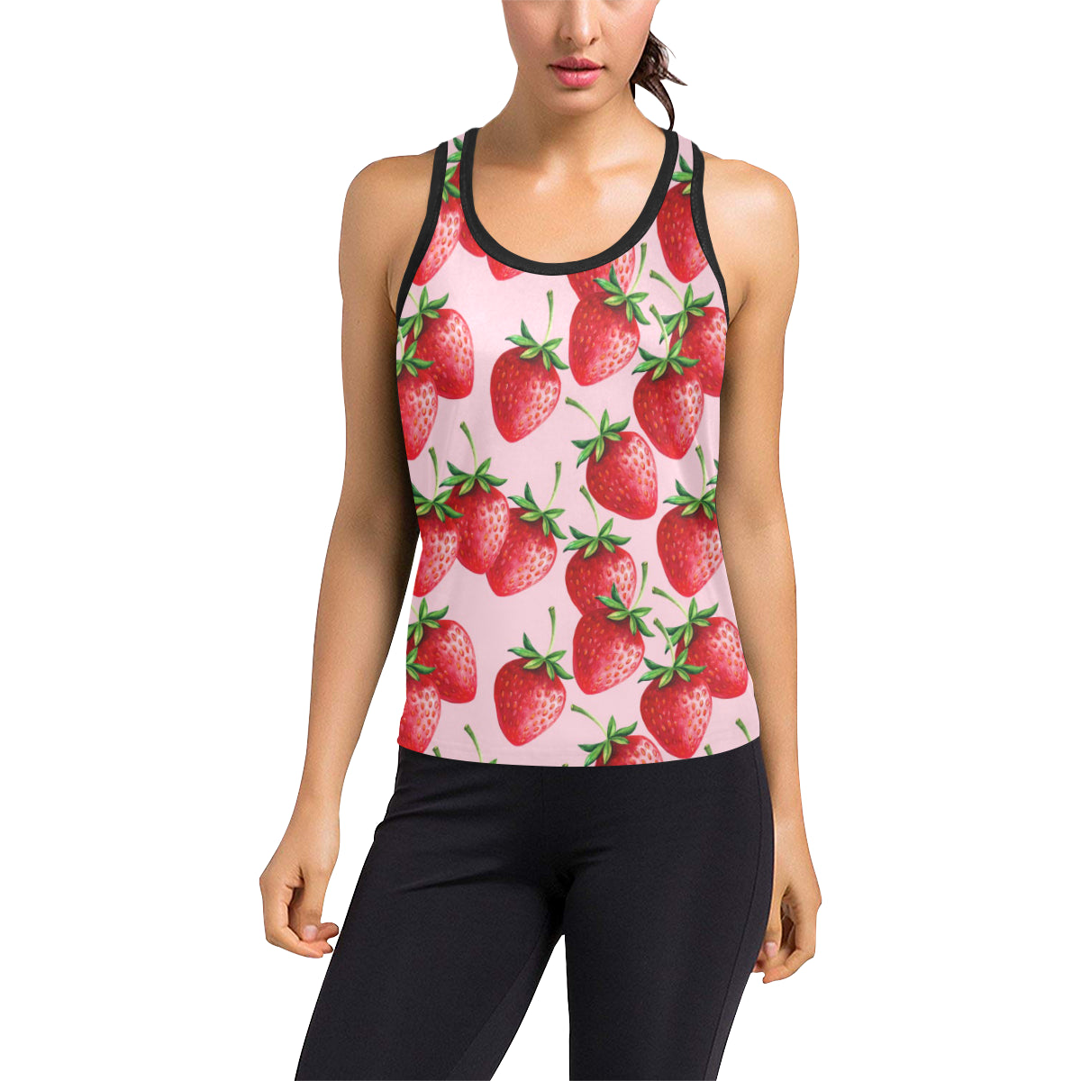 Strawberry Pattern Print Design SB03 Women's Racerback Tank Top