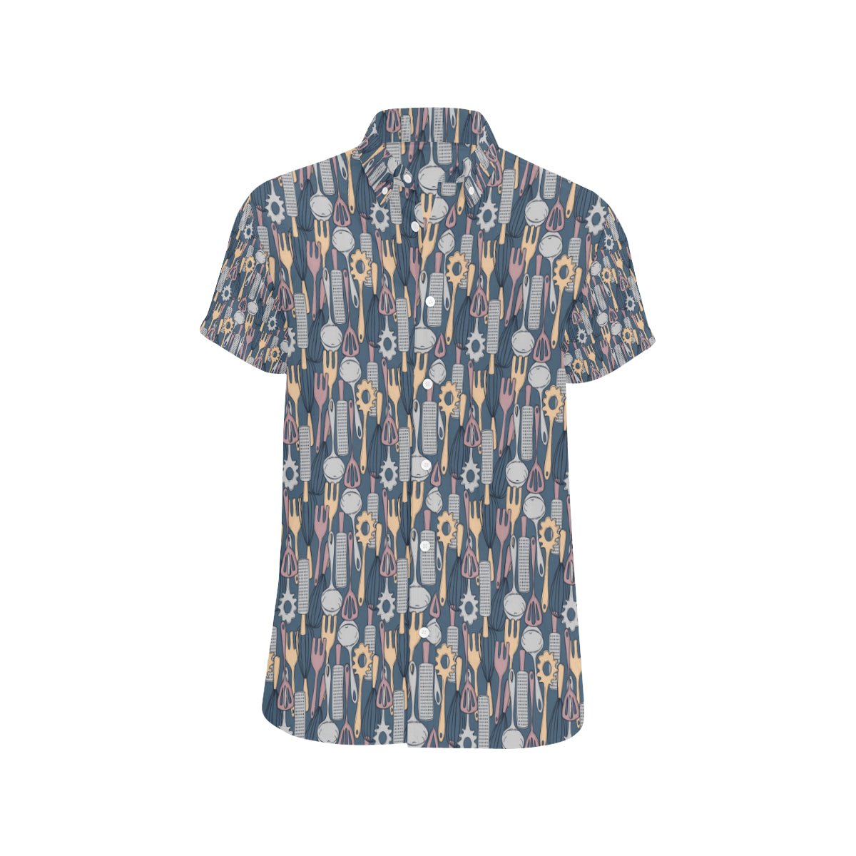 Cooking Kitchen Tools Pattern Print Design 05 Men's Short Sleeve Button Up Shirt