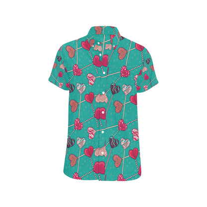 Lollipop Pattern Print Design LL01 Men's Short Sleeve Button Up Shirt