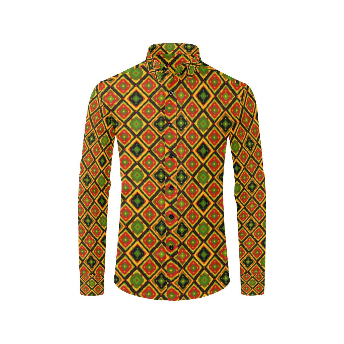 Rasta Reggae Color Pattern Men's Long Sleeve Shirt
