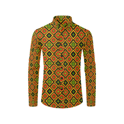 Rasta Reggae Color Pattern Men's Long Sleeve Shirt
