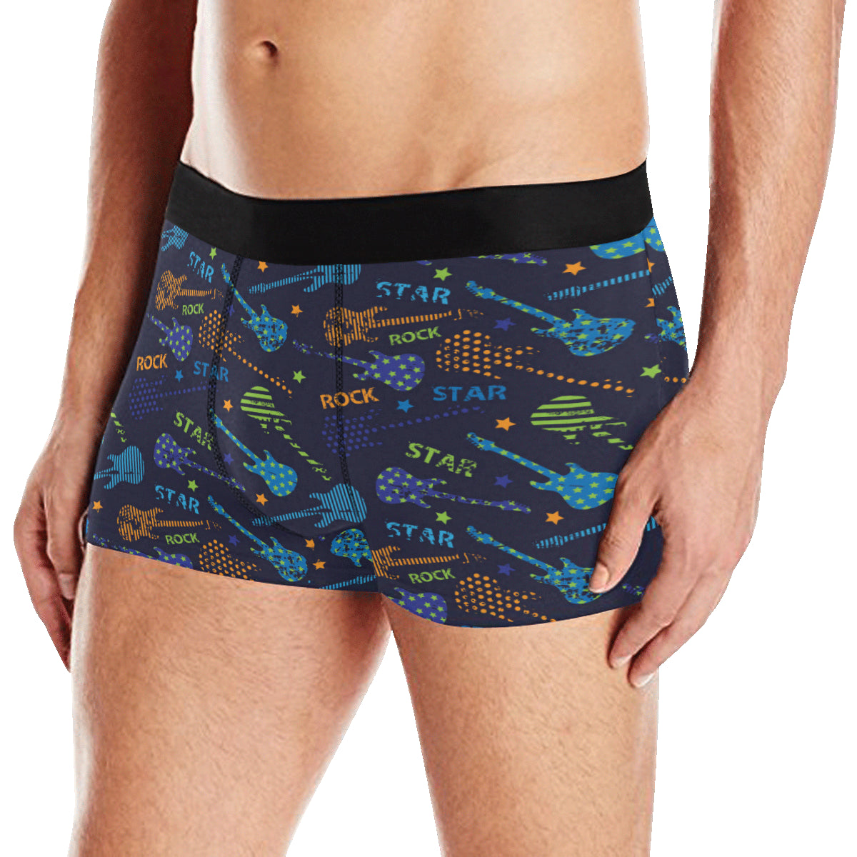 Rock and Roll Pattern Print Design A04 Men's Boxer Briefs