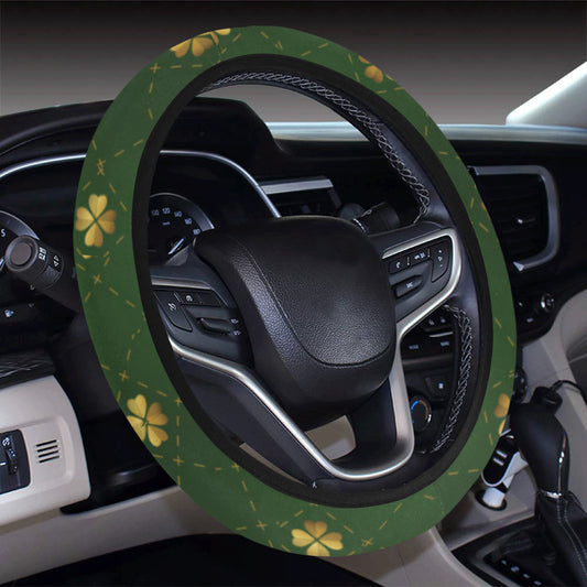 Clover  Pattern Print Design 01 Steering Wheel Cover with Elastic Edge