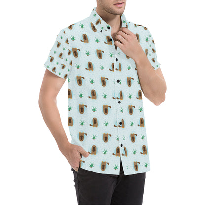 Platypus Pattern Print Design A04 Men's Short Sleeve Button Up Shirt