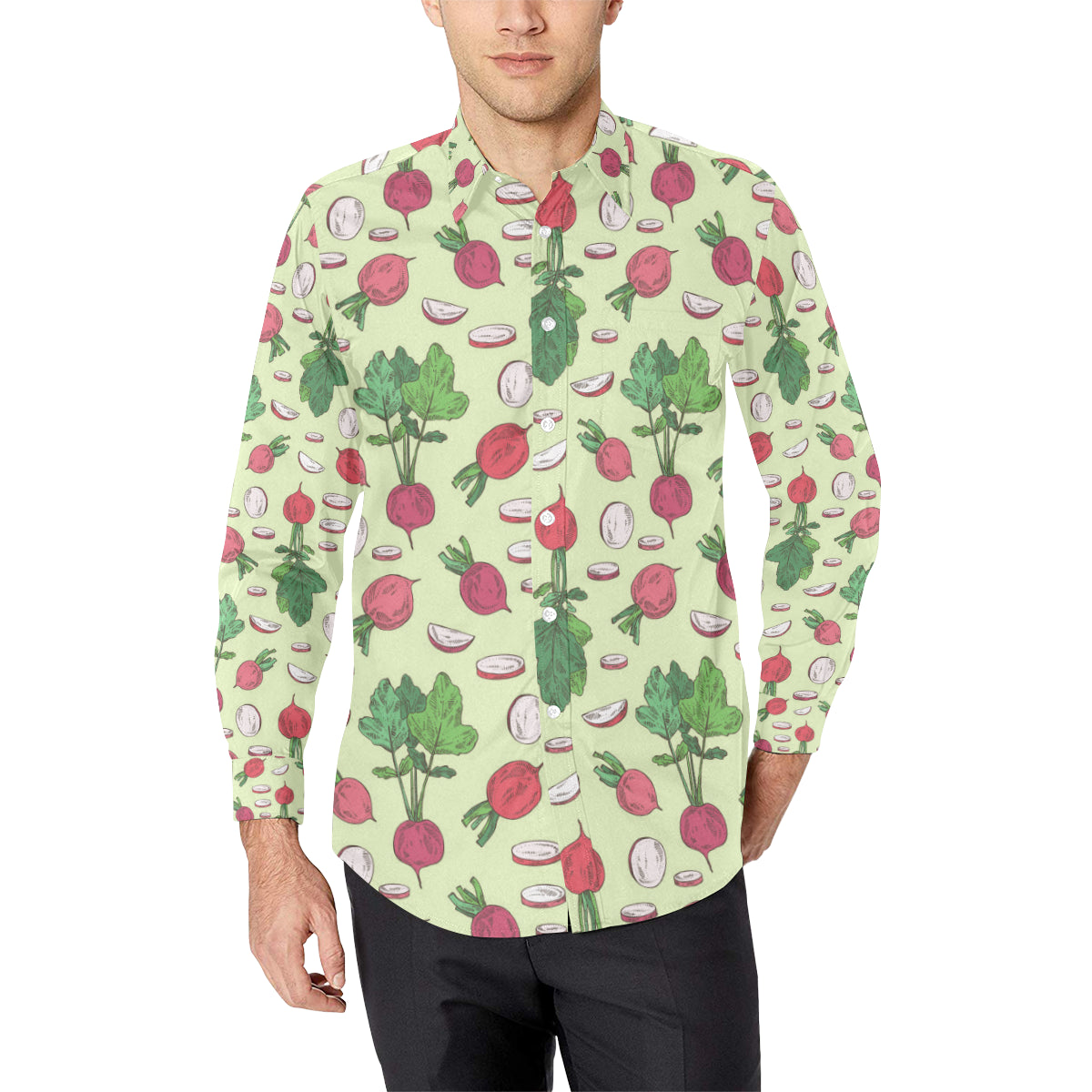 Radish Pattern Print Design A04 Men's Long Sleeve Shirt