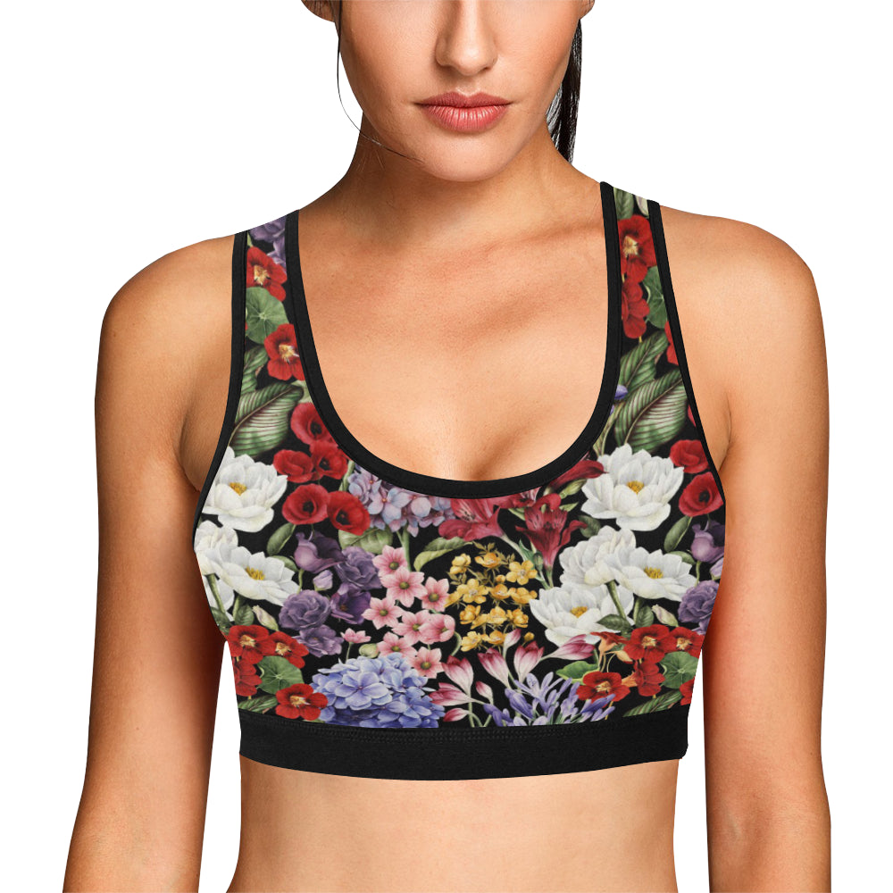 Summer Floral Pattern Print Design SF04 Sports Bra