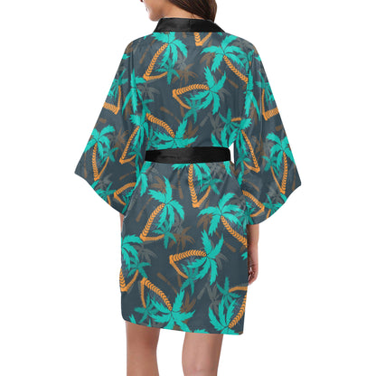 Palm Tree Pattern Print Design PT01 Women Kimono Robe