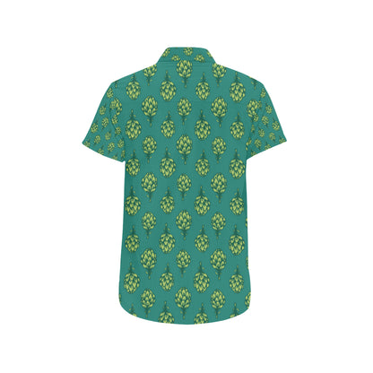 Artichoke Pattern Print Design 04 Men's Short Sleeve Button Up Shirt