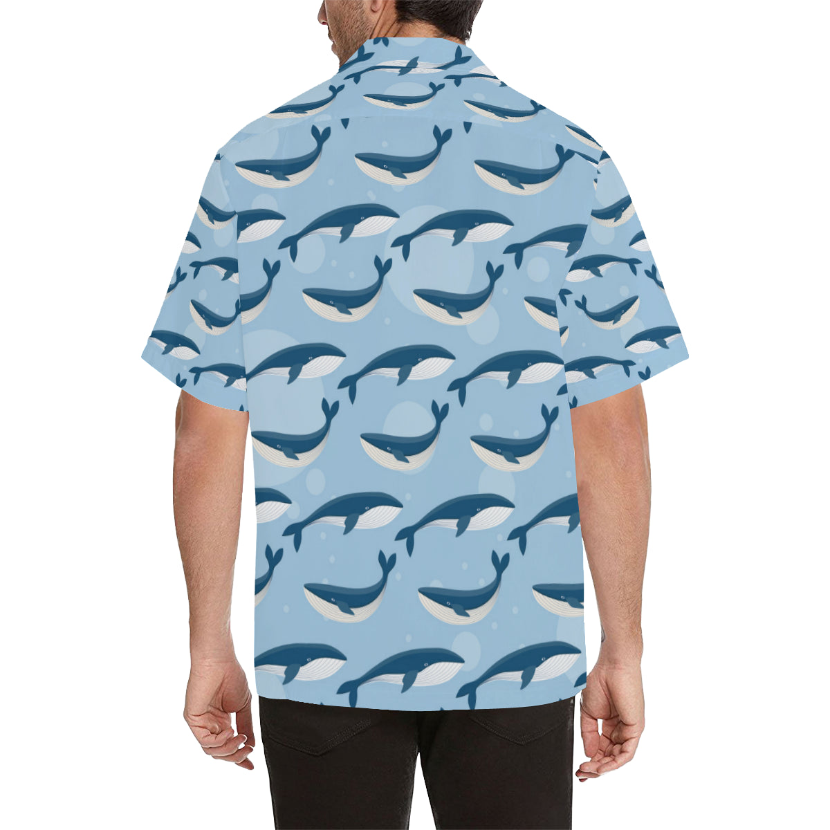 Blue Whale Pattern Print Design 02 Men's Hawaiian Shirt