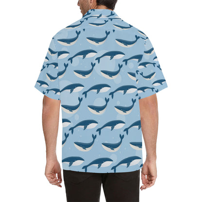 Blue Whale Pattern Print Design 02 Men's Hawaiian Shirt