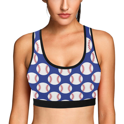 Baseball Blue Background Sports Bra