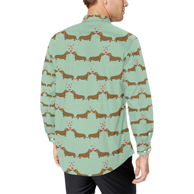 Dachshund Pattern Print Design 02 Men's Long Sleeve Shirt