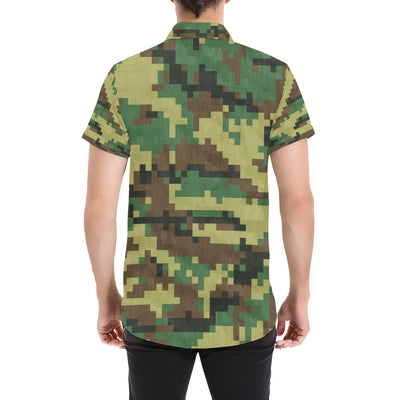 ACU Army Digital Pattern Print Design 02 Men's Short Sleeve Button Up Shirt