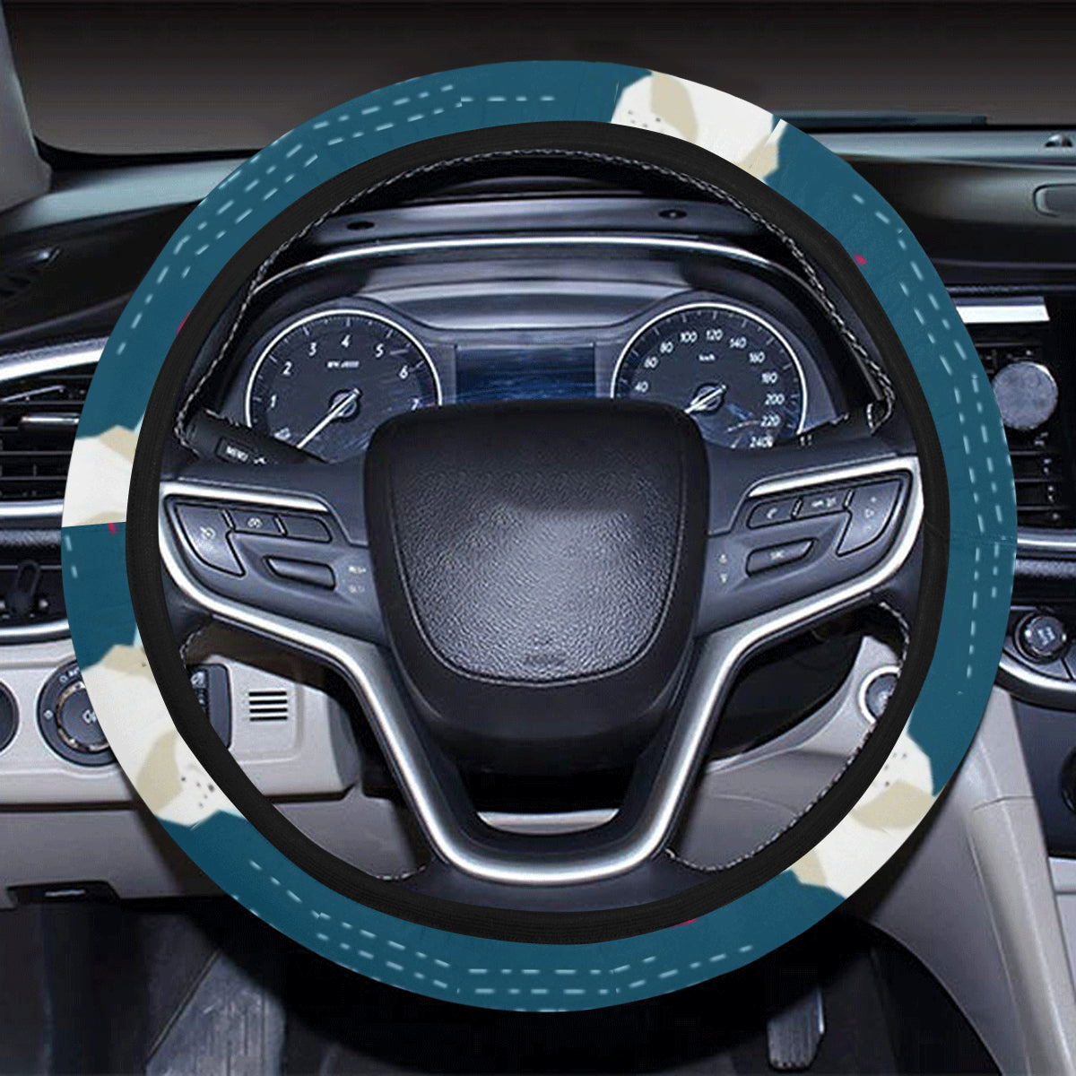 Polar Bear Pattern Print Design PB02 Steering Wheel Cover with Elastic Edge