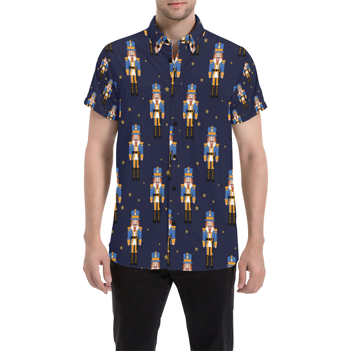 Nutcracker Pattern Print Design A04 Men's Short Sleeve Button Up Shirt