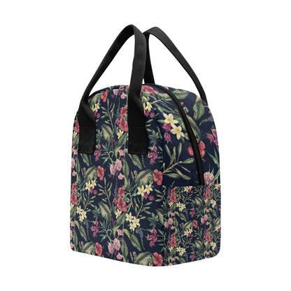 Tropical Flower Pattern Insulated Lunch Bag