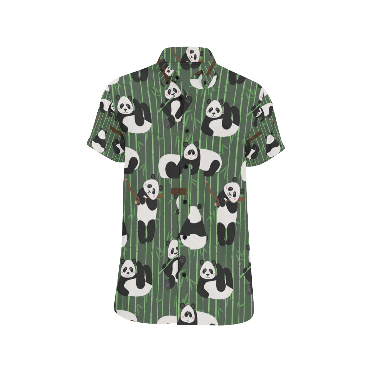 Panda Pattern Print Design A04 Men's Short Sleeve Button Up Shirt