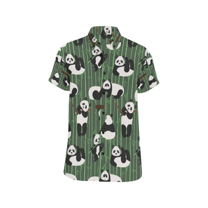 Panda Pattern Print Design A04 Men's Short Sleeve Button Up Shirt