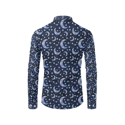 Celestial Moon Pattern Print Design 03 Men's Long Sleeve Shirt