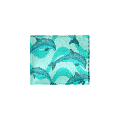 Dolphin Wave Print Men's ID Card Wallet