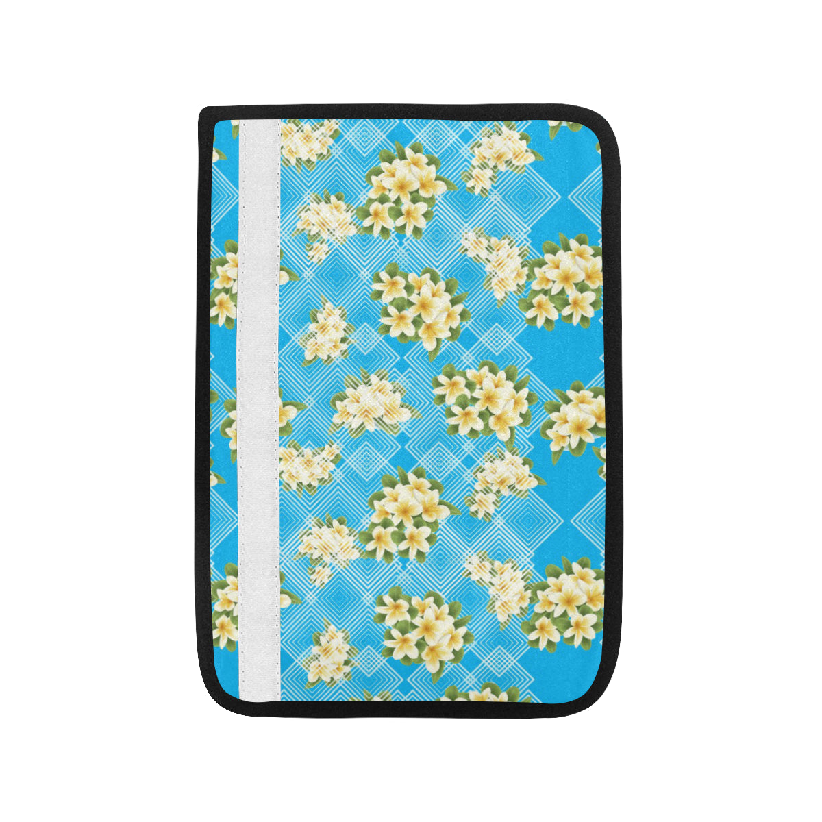 Yellow Plumeria Design Print Pattern Car Seat Belt Cover
