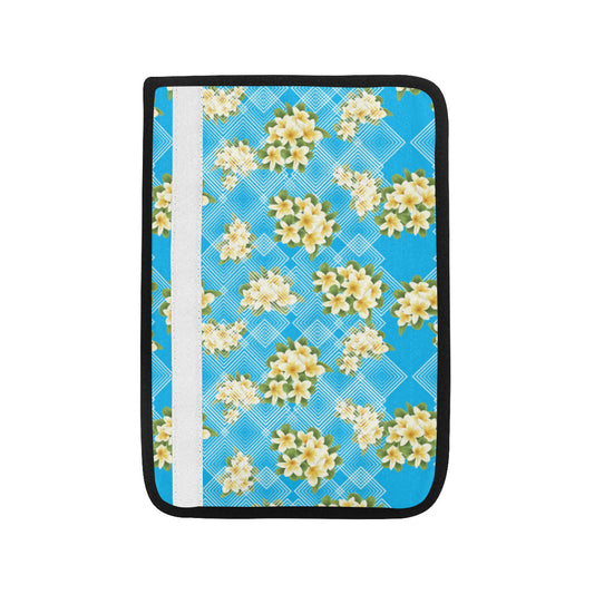 Yellow Plumeria Design Print Pattern Car Seat Belt Cover