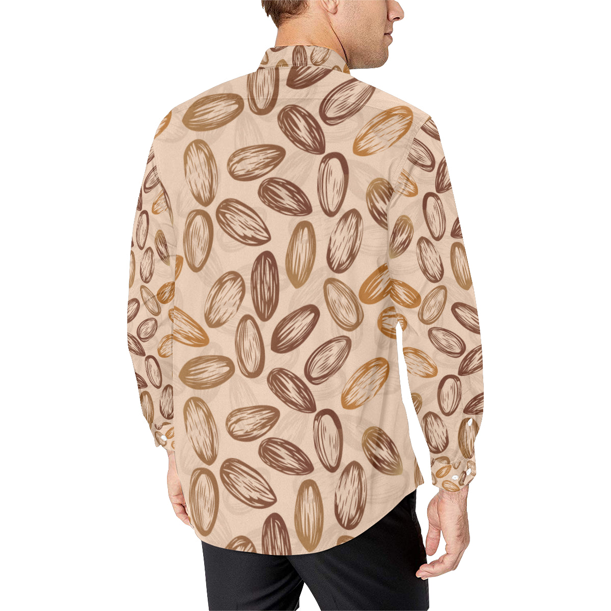 Almond Pattern Print Design 02 Men's Long Sleeve Shirt