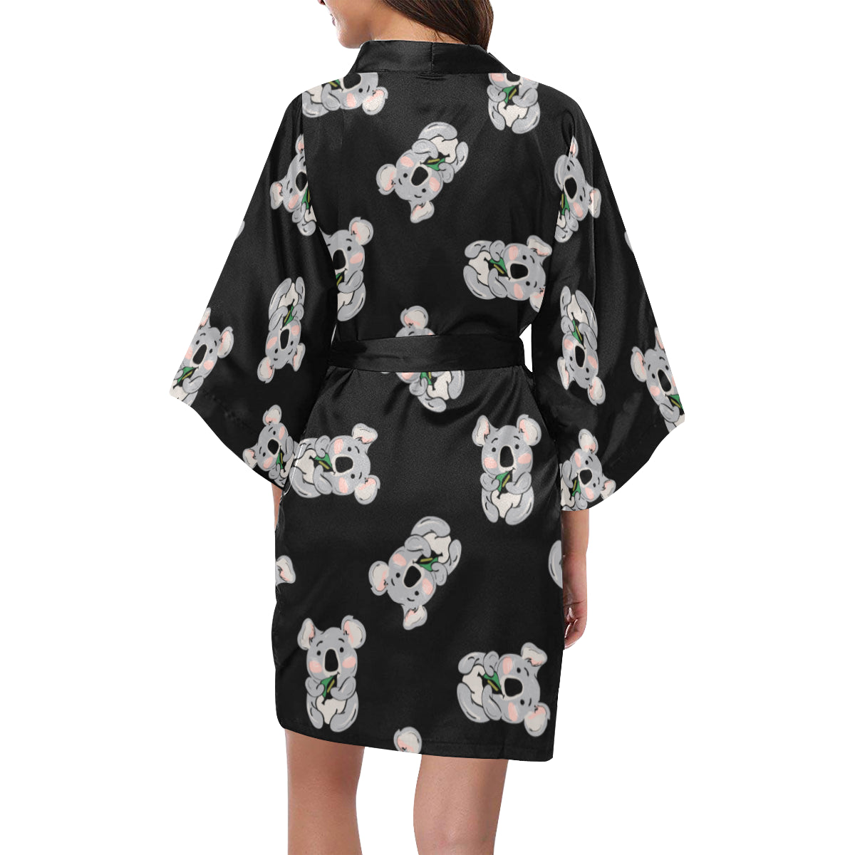 Koala Pattern Print Design 05 Women's Short Kimono