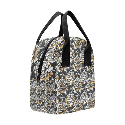 Peony Pattern Print Design PE06 Insulated Lunch Bag