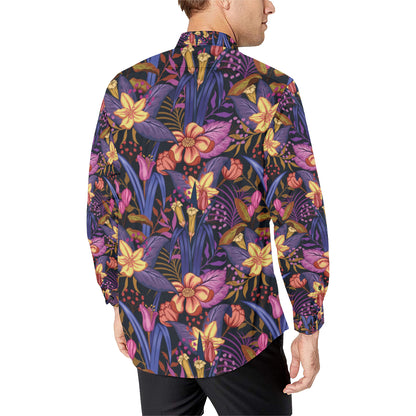 Lily Pattern Print Design LY016 Men's Long Sleeve Shirt