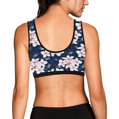 Plumeria Pattern Print Design PM017 Sports Bra