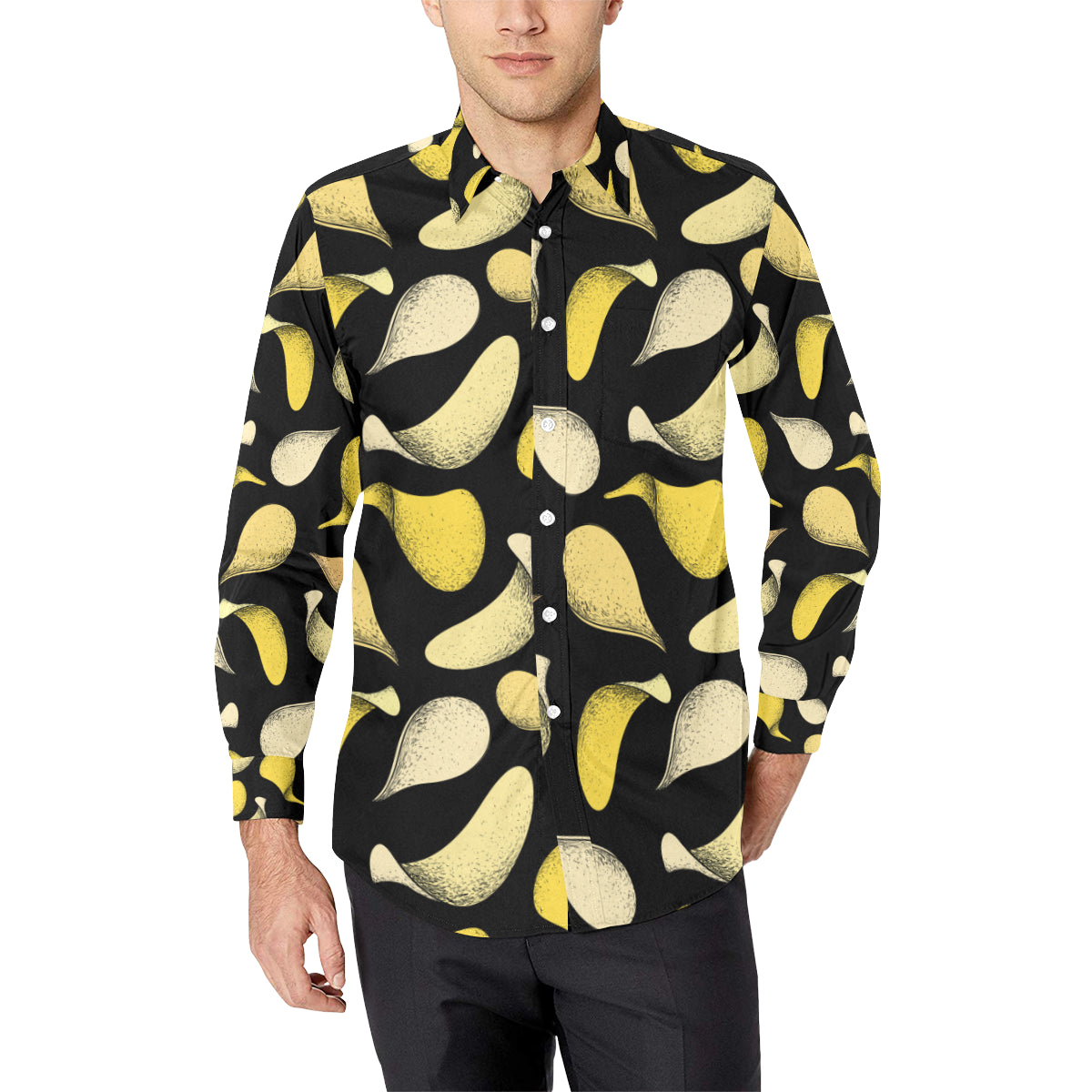 Potato Pattern Print Design A02 Men's Long Sleeve Shirt